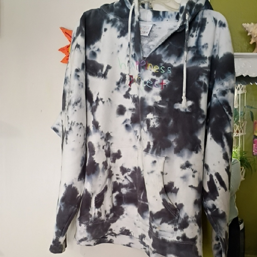 Tie-Dye Hooded Sweatshirt - Black & White